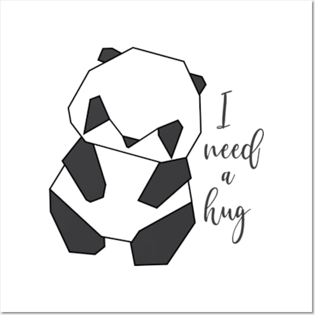 Origami Panda - I Need a Hug Wall Art by GraphicLoveShop